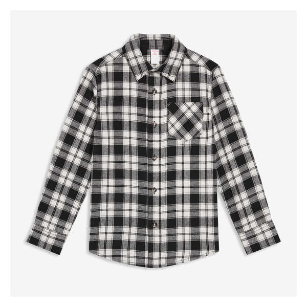 Kid Boys' Button-Down Flannel Shirt - Black