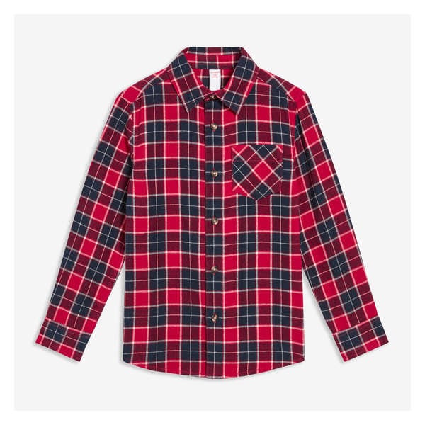 Kid Boys' Button-Down Flannel Shirt - Red
