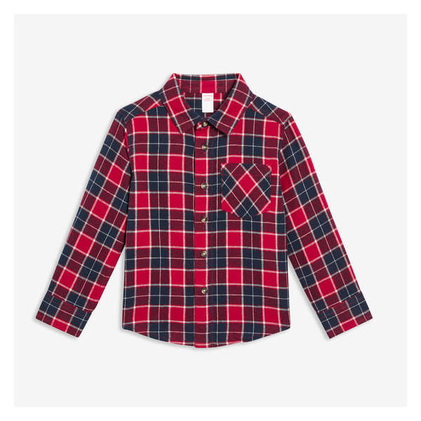 Toddler Boys' Button-Down Flannel Shirt - Red