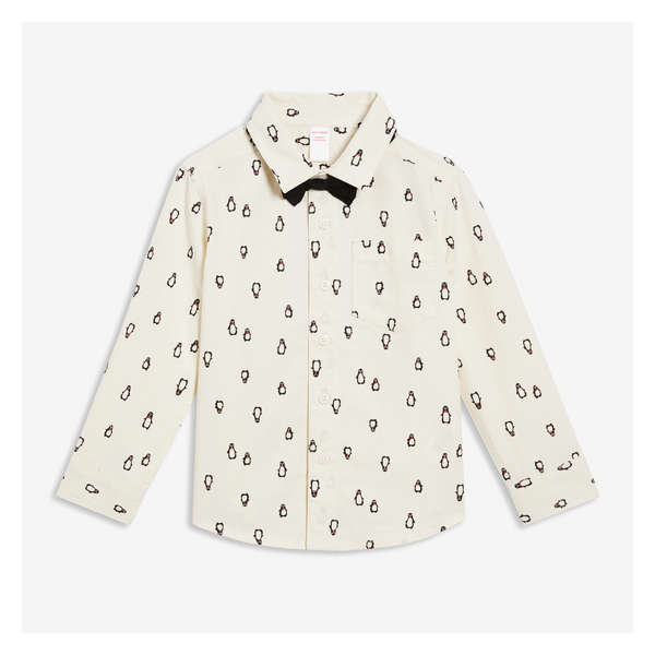 Toddler Boys' Bow Tie Button-Down Shirt - Ivory
