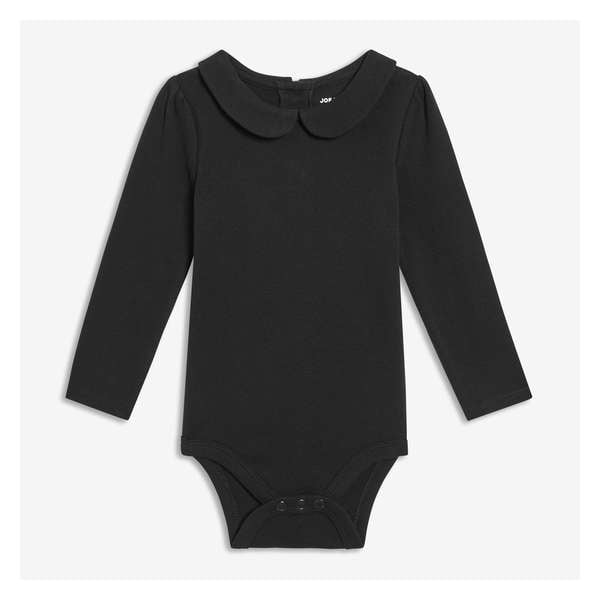 Baby Girls' Peter Pan Collar Bodysuit - JF Black