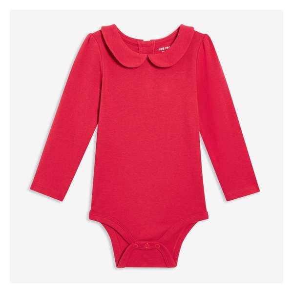 Baby Girls' Peter Pan Collar Bodysuit - Red