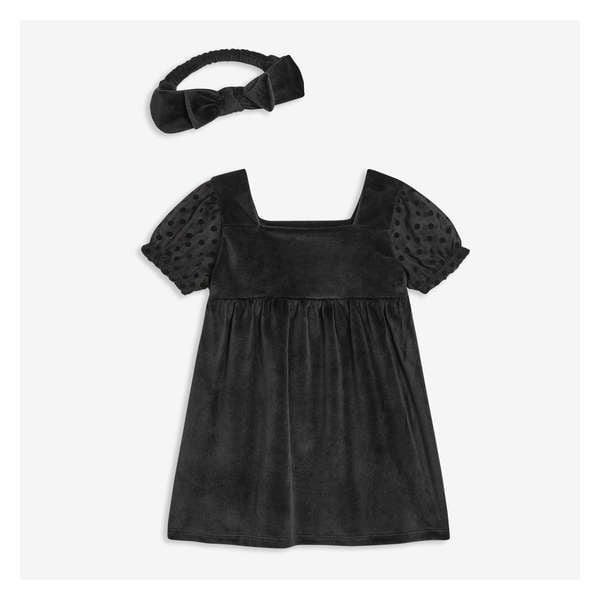 Baby Girls' 2 Piece Velour Dress Set - JF Black