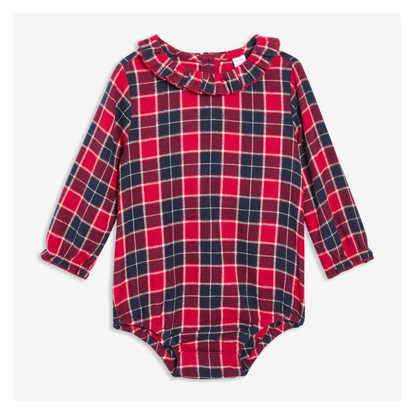 Baby Girls' Flannel Bodysuit - Red