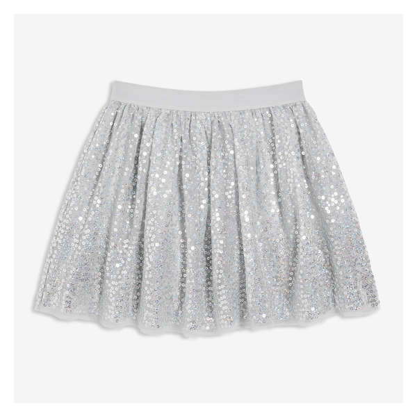 Kid Girls' Sequin Tulle Skirt - Silver