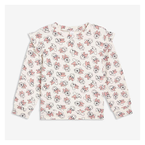 Toddler Disney Minnie Mouse Ruffle Pullover - Ivory