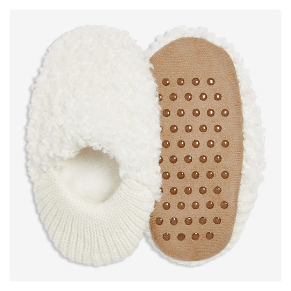 Toddler Girls' Teddy Fleece Slipper Socks - Cream