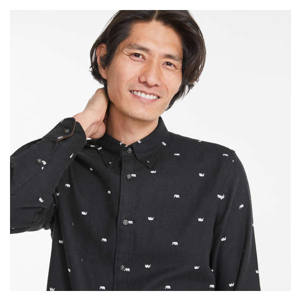 Men's Button-Down Flannel Shirt - Black