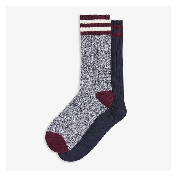 Men's 2 Pack Wool-Blend Socks - Burgundy