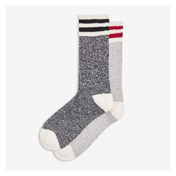 Men's 2 Pack Wool-Blend Socks - Grey Mix