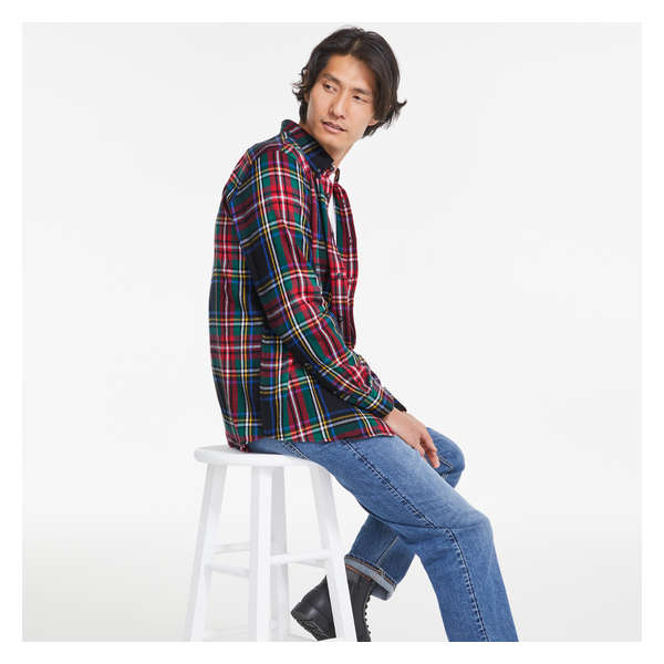 Men's Button-Down Flannel Shirt - Black