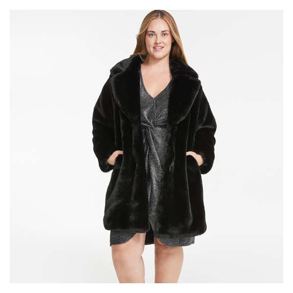 Women+ Faux Fur Coat - JF Black