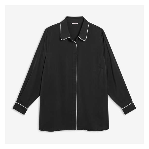 Women+ Button-Down Satin Shirt - JF Black