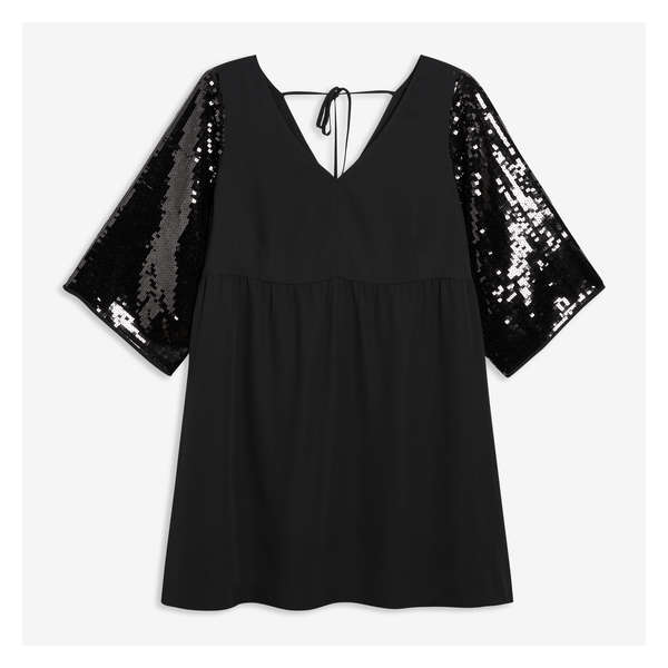 Women+ Sequin Sleeve Dress - JF Black