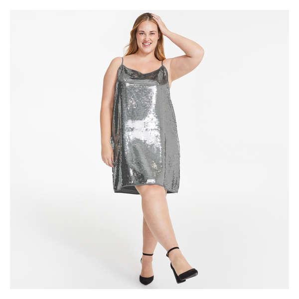 Women+ Sequin Dress - Dark Silver