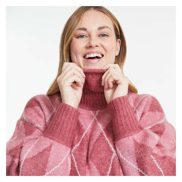 Women+ Argyle Sweater - Light Pink