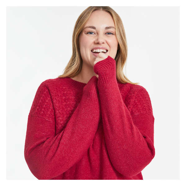 Women+ Patch Pocket Sweater - Dark Red