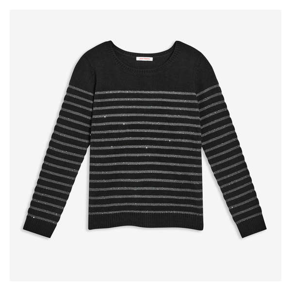 Sequin Stripe Sweater - JF Black
