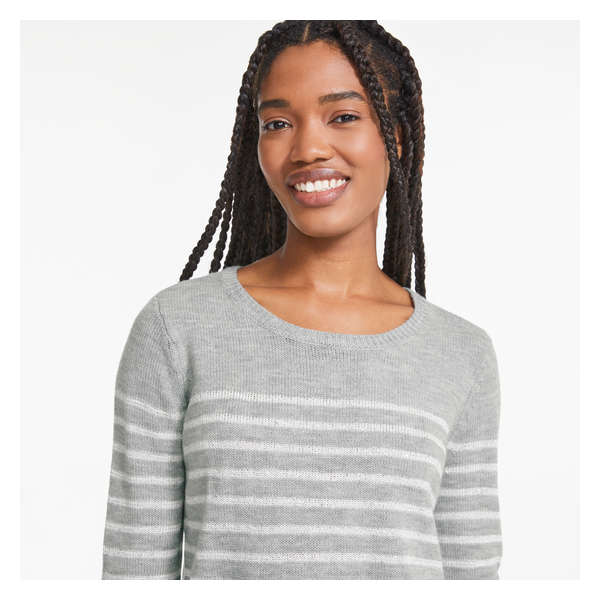 Sequin Stripe Sweater - Pale Grey