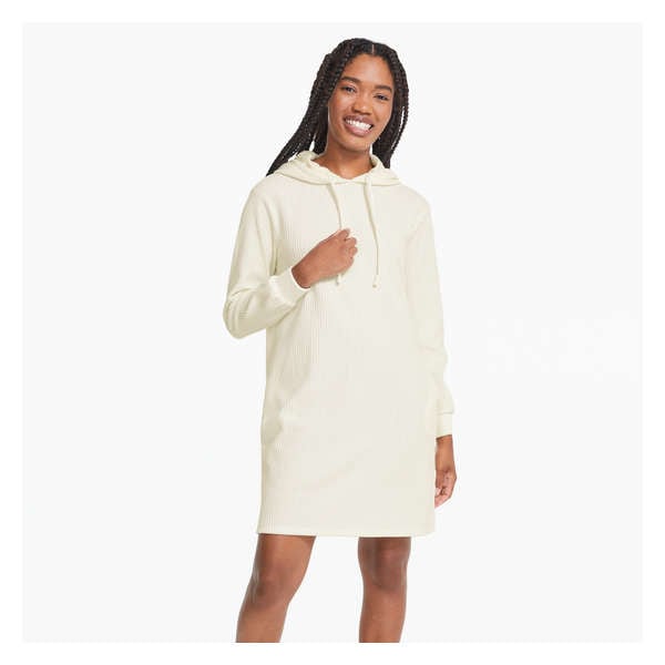 Hooded Corduroy Dress - Off White