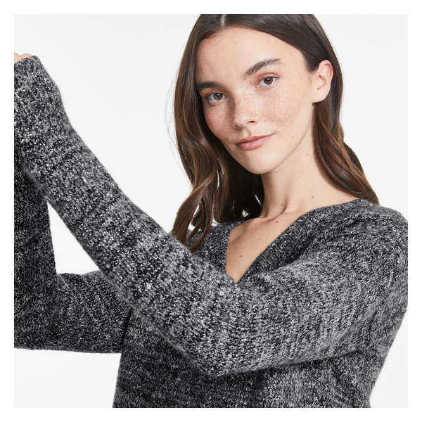 V-Neck Sweater - Charcoal Mix