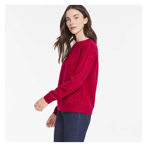 Patch Pocket Sweater - Dark Red