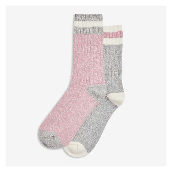 2 Pack Knit Crew Socks - Grey