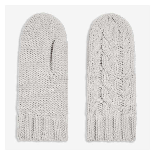 Cable Knit Mitts - Grey