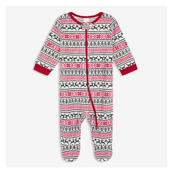 Baby Double-Zip Footed Sleeper - Off White