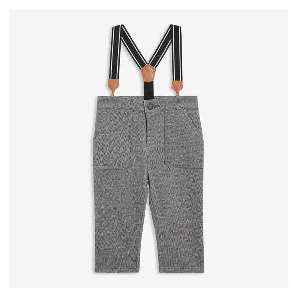 Baby Boys' Suspender Pant - Dark Grey