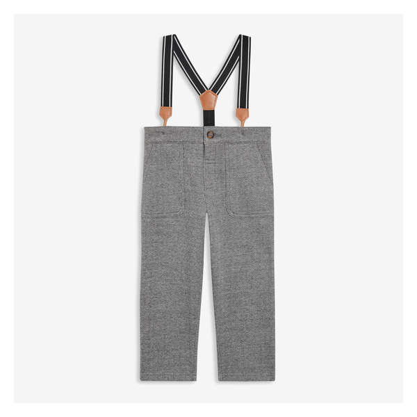 Toddler Boys' Suspender Pant - Dark Grey