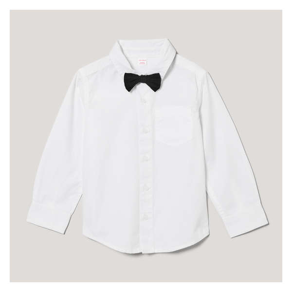 Toddler Boys' Bow Tie Button-Down Shirt - White