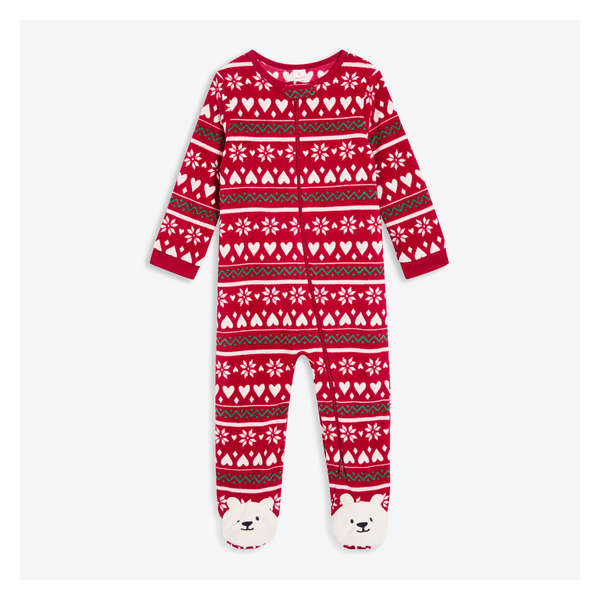 Baby Girls' Double-Zip Footed Sleeper - Red