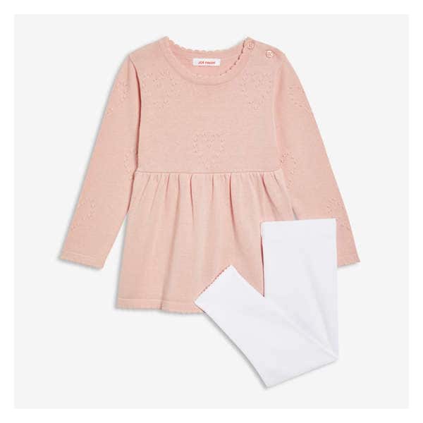 Baby Girls' 2 Piece Sweater Dress Set - Dusty Pink