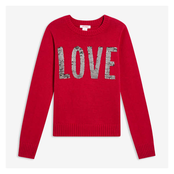 Kid Girls' Graphic Sweater - Dark Red