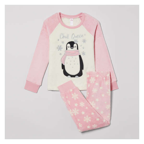 Kid Girls' 2 Piece Fleece Sleep Set - Light Pink