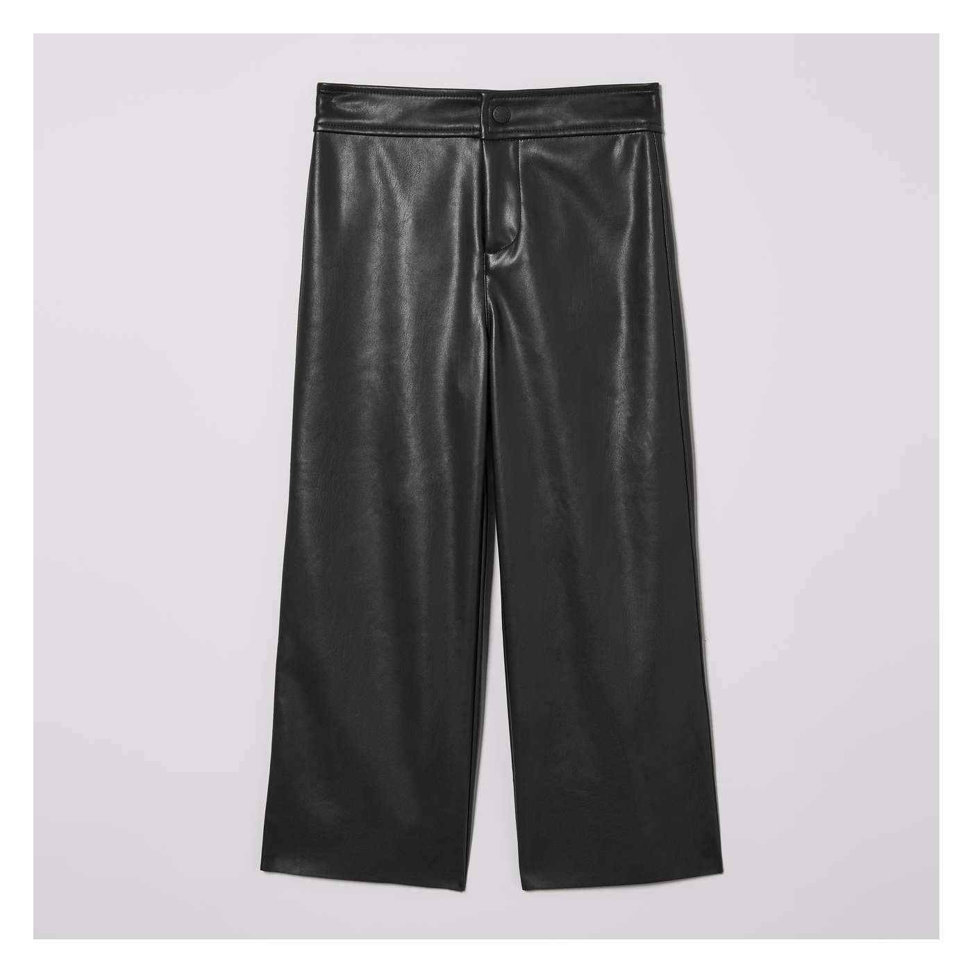Chico's So Slimming Juliet Leopard-Print Faux-Leather Trim Ankle Pants  Black 1