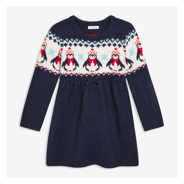 Toddler Girls' Fair Isle Sweater Dress - Dark Navy