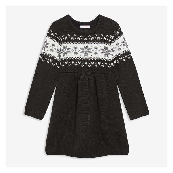 Toddler Girls' Fair Isle Sweater Dress - JF Black