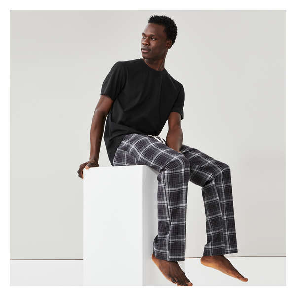 Ensemble pyjama 2 pièces en flanelle pour hommes - Noir JF