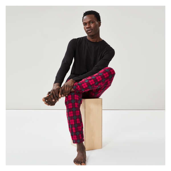 Ensemble pyjama 2 pièces en molleton pour hommes - Noir
