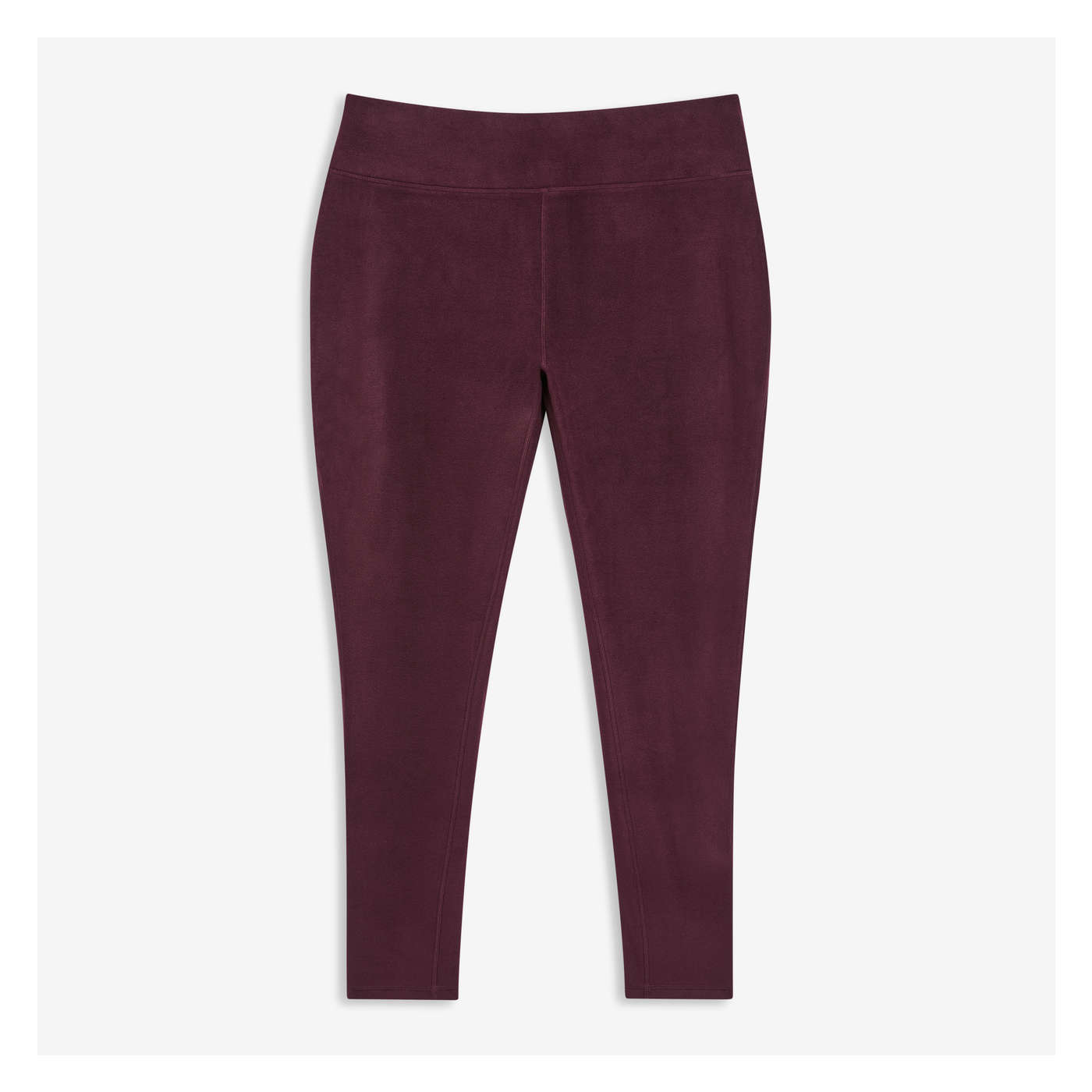 Women's Maroon Mid Rise Fleece Leggings