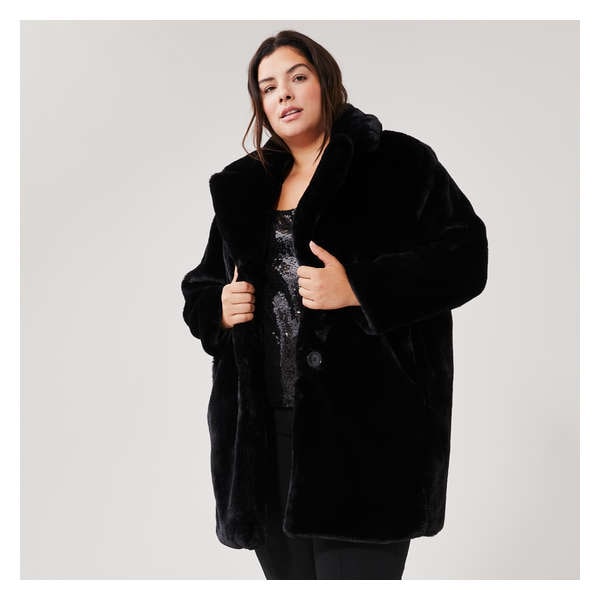 Women+ Faux Fur Coat - JF Black