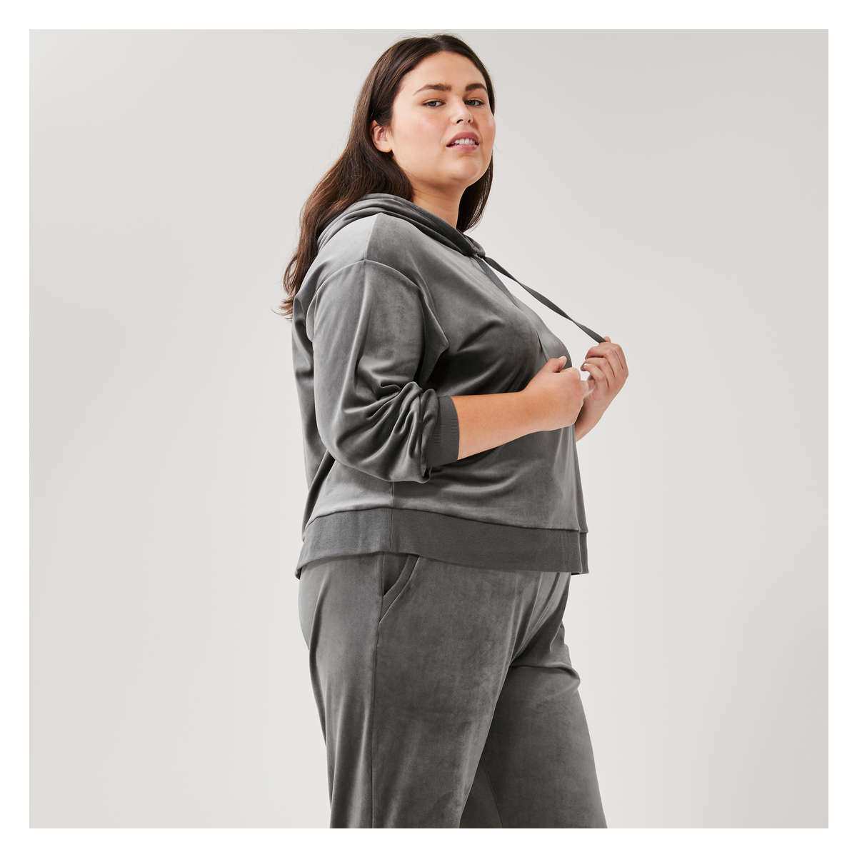 Grey velour 2025 hoodie women's