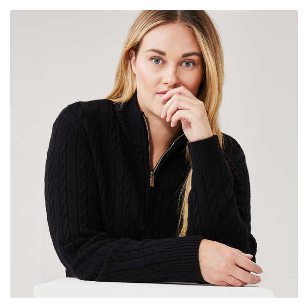 Women+ Cable Knit Pullover - JF Black