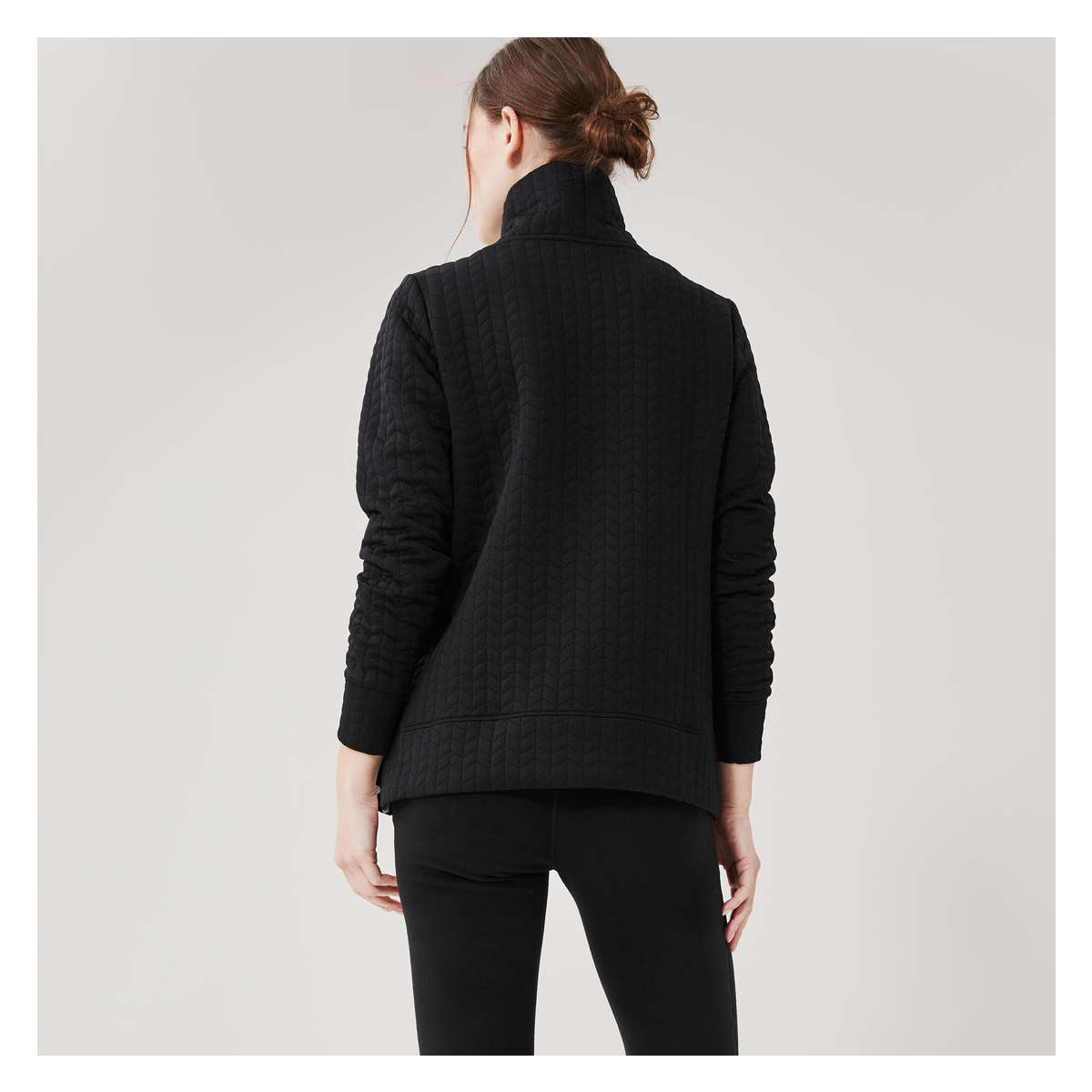 Quilted Active Pullover in Black from Joe Fresh