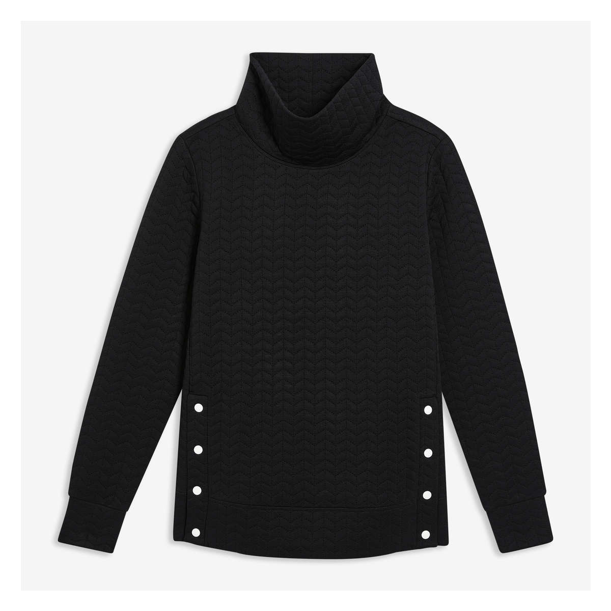 Quilted Active Pullover in Black from Joe Fresh