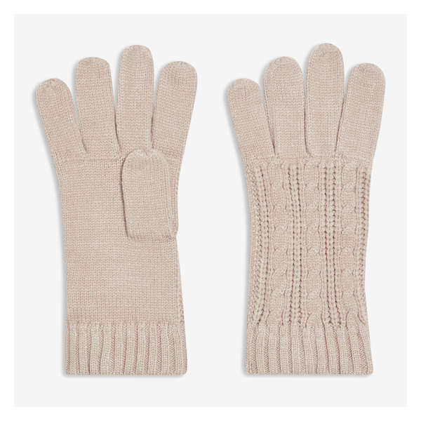 Cable Knit Gloves - Beige