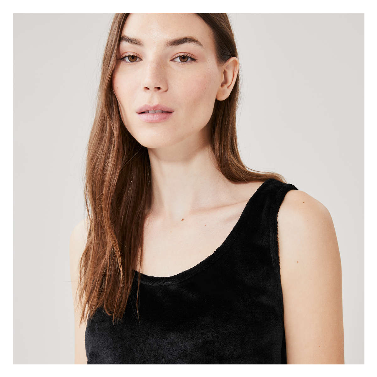 Fleece Sleep Tank in Black from Joe Fresh