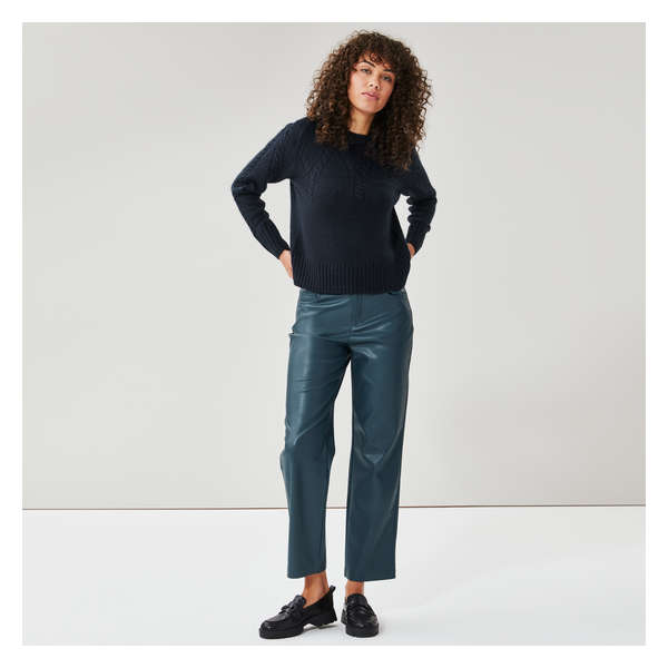 Faux Leather Pant - Dark Navy